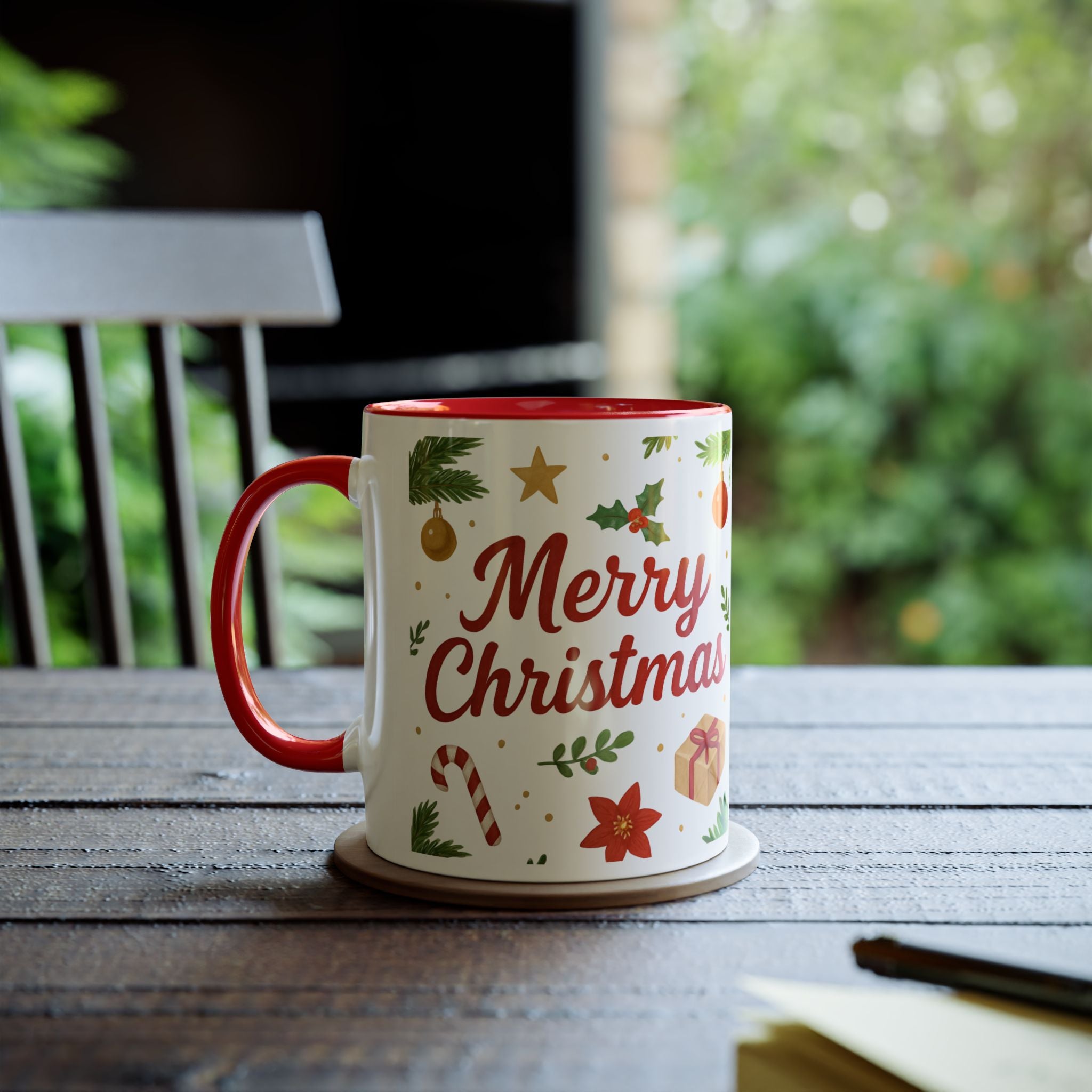 Merry Christmas Two-Tone Coffee Mug - 11oz Festive Holiday Gift by DesignAura
