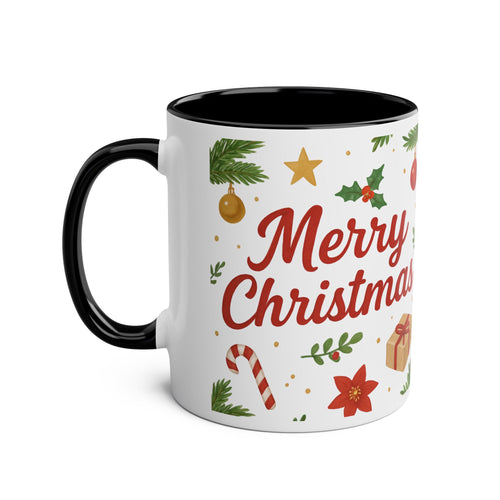 Merry Christmas Two-Tone Coffee Mug - 11oz Festive Holiday Gift by DesignAura