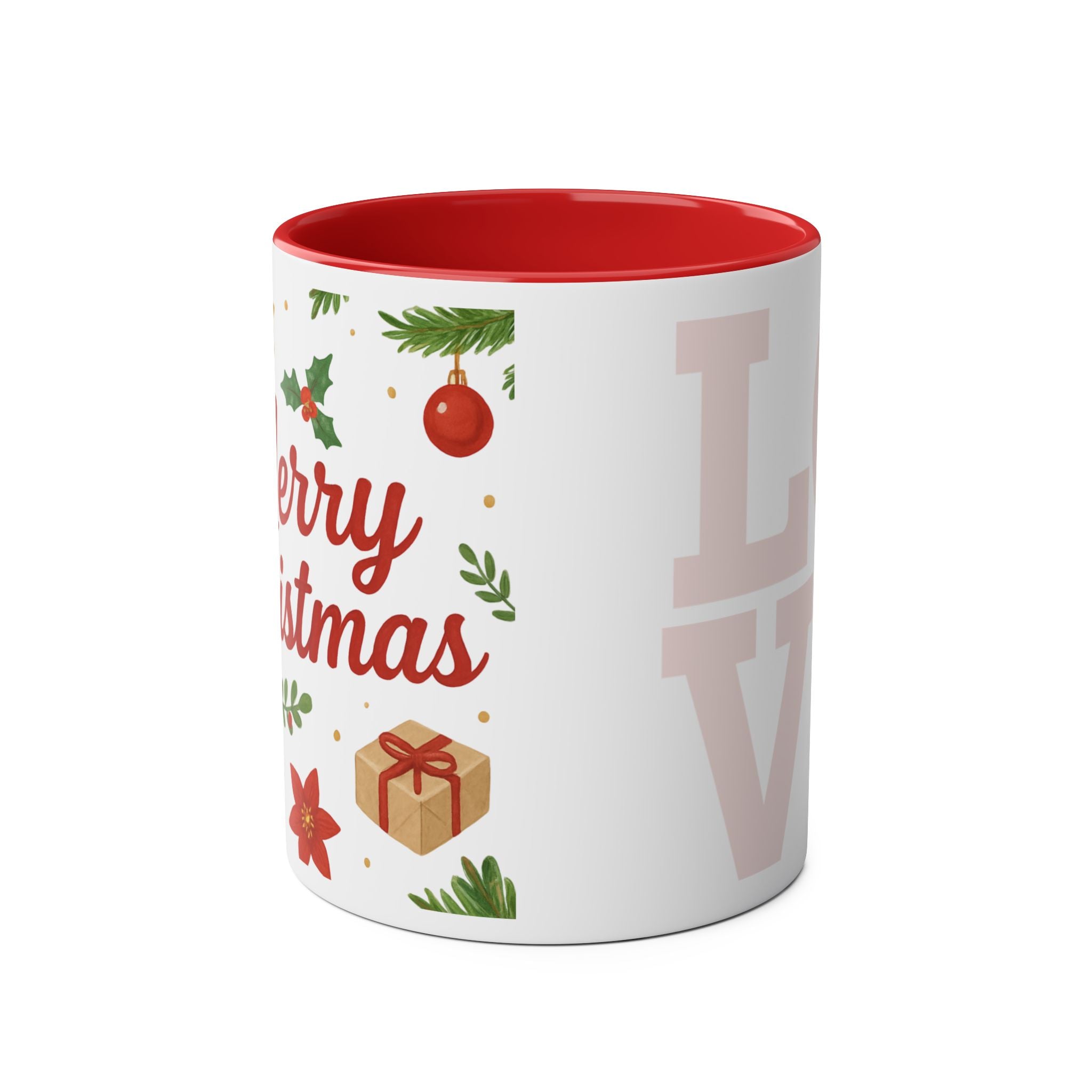 Merry Christmas Two-Tone Coffee Mug - 11oz Festive Holiday Gift by DesignAura